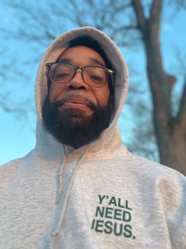 Customer photo review of "Y'ALL NEED JESUS" Hoodie | Ash & Green