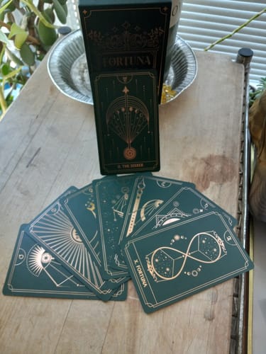 Customer photo review of Fortuna Tarot Deck Emerald Anima