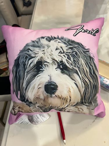 Customer photo review of Personalized Pet Portrait Pillow