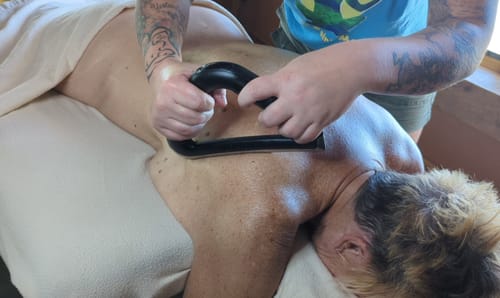 Customer photo review of Achedaway Scraper - The World’s First Heated Muscle Scraper