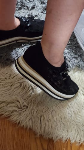 Customer photo review of Softwaves CADIE Black with Black Chain Platform Sneaker