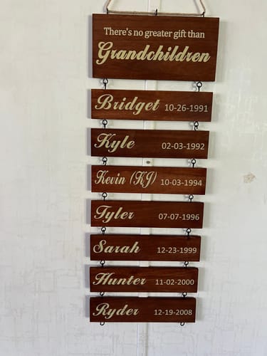 Customer photo review of Personalized Engraved Grandchildren Hanging Decorative Sign