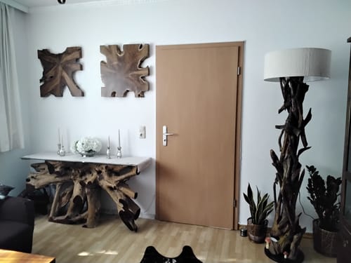 Customer photo review of Wandbild NAGA 60cm x 60cm aus Teak Holz