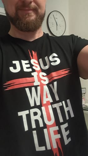 Kundenbewertung mit Foto zu Way, Truth, Life - Herren Premium Organic Shirt