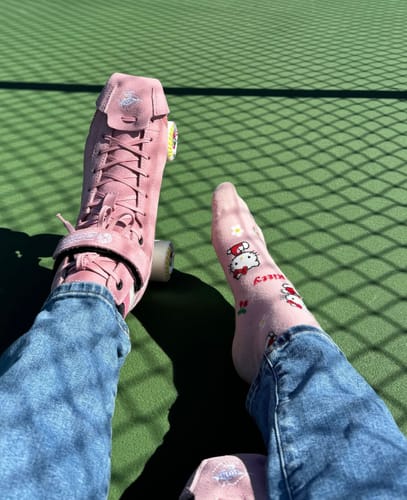 Customer photo review of ParkStar Pastel Roller Skates - Bubblegum Pink/White/Dark Pink