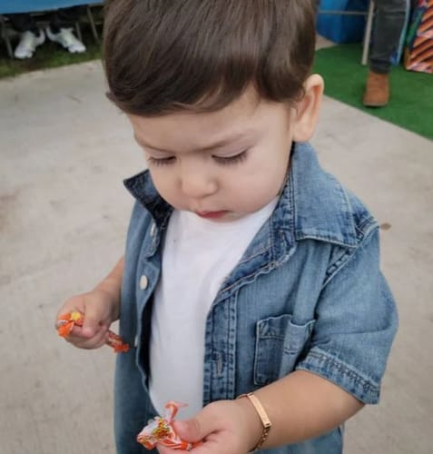 Customer photo review of Personalized Baby Name and Birthstone Bracelet