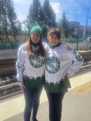 Customer photo review of Gearhumans 3D New York Rangers 2022 St Patrick Day Custom Name Custom Number Hockey Jersey