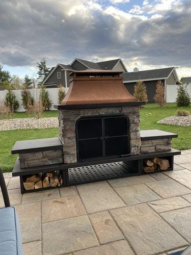 Customer photo review of SUNJOY 48 Inch Wood Burning Stone Fireplace with Fire Poker and Removable Grate