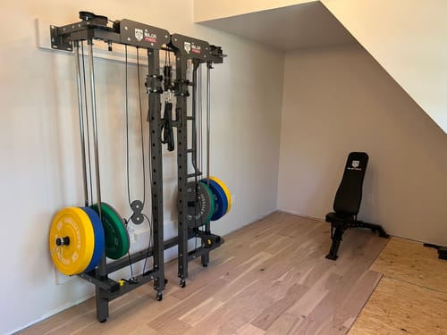 Customer photo review of MAJOR FITNESS All-In-One Home Gym Folding Power Rack Package Lightning F35