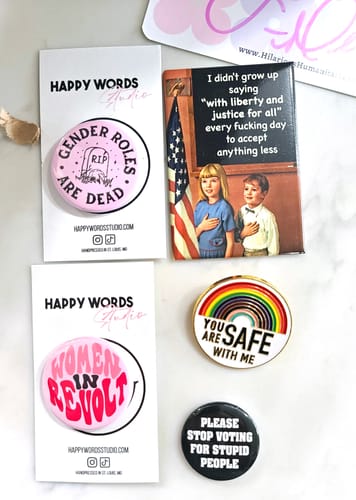 Customer photo review of You Are Safe With Me Pin