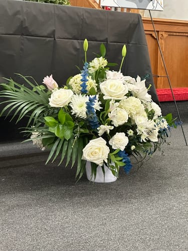 Customer photo review of Healing tears basket arrangement