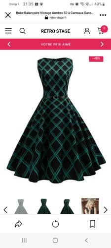 Avis photo d'un client sur Robe Balançoire Vintage Années 50 à Carreaux Sans Manches Pin Up