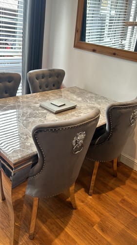 Customer photo review of Vienna Marble Dining Table With Chelsea Ring Knocker Chairs