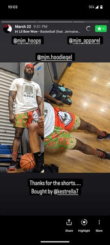 Customer photo review of Holiday Special Red and Green MJM Custom Shorts