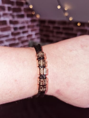 Customer photo review of Women's Braided Leather Bracelet with Custom Beads