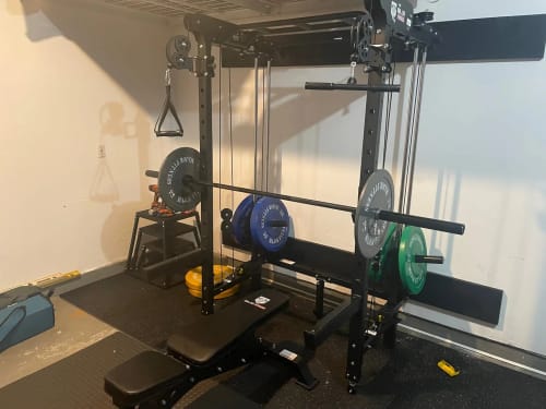 Customer photo review of Major Fitness F35 All-In-One Home Gym Wall-Mount Folding Power Rack