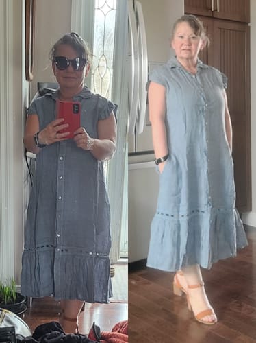 Customer photo review of Meo Linen Flutter Midi Dress (Denim)