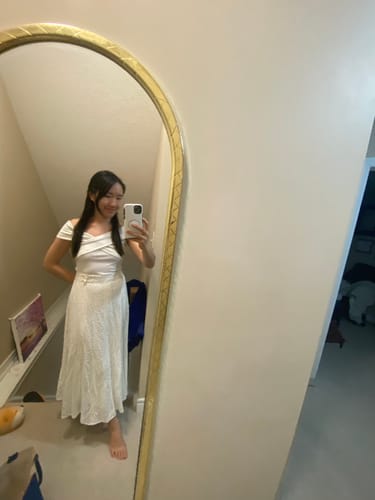 Customer photo review of Claire Pearl Clip On Earrings in Silver