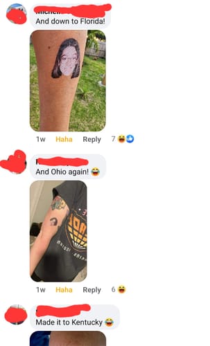 Customer photo review of Custom Photo Face Temporary Tattoo