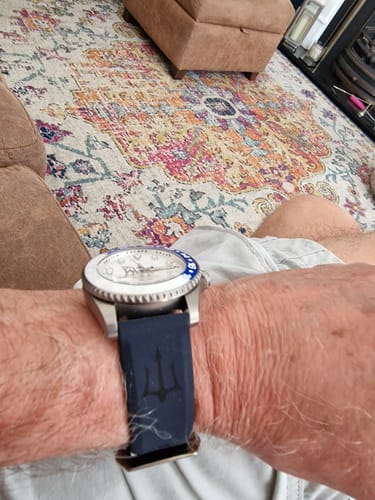 Customer photo review of Oceaneva™ Men's GMT TITANIUM Automatic Deep Marine Explorer 1250M White & Blue Ceramic Bezel Watch