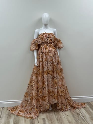 Customer photo review of Chiffon Print 2 Pieces Set Dress for Photo Shoot Woman Maxi Dress YW230317