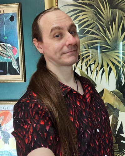 Customer photo review of Red Dragon Scales Dnd Button Up Shirt