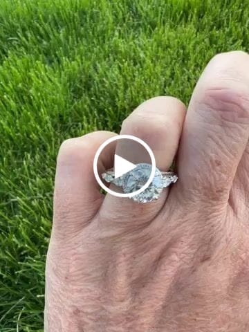 Customer video review of Halo Round Moissanite With Pear Side Stones Pave Engagement Ring
