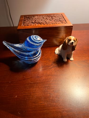 Customer photo review of Glass Bluebird with Cremation Ash