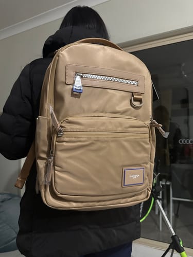 Customer photo review of Everyday Business Backpack in Beige
