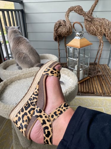 Customer photo review of Aetrex SYDNEY Espadrille Leopard Wedge Sandal
