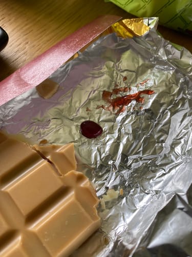 Customer photo review of Cherry Bakewell Inspired What D' Yee Want Wednesday Bar 100g