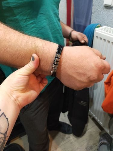 Customer photo review of Personalized Leather Braided Bracelet