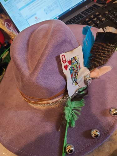 Customer photo review of Vegan Suede Fedora Style Wide Brim Hat