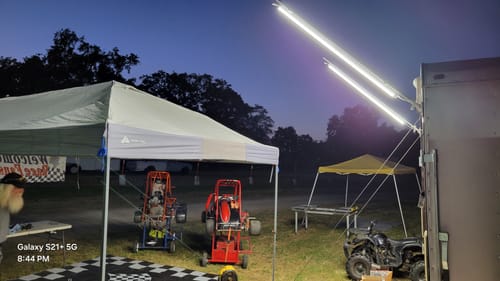 Customer photo review of Racing Trailer Pit Light – Dual 5 Foot Pole 20,000 Lumens