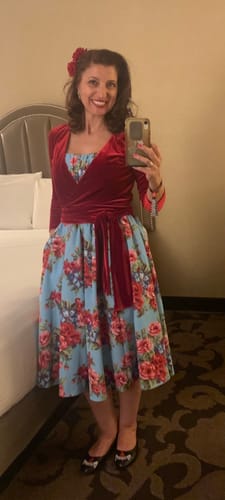 Customer photo review of Wrap Top in Red Velvet - Vixen by Micheline Pitt