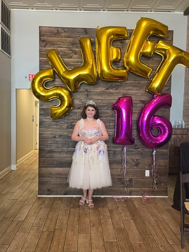 Customer photo review of Embroidery Floral Corset Ivory Dress with Removable Tie Straps