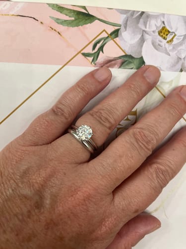 Customer photo review of Classic Solitaire Moissanite Six-Prong Sterling Silver Engagement Ring