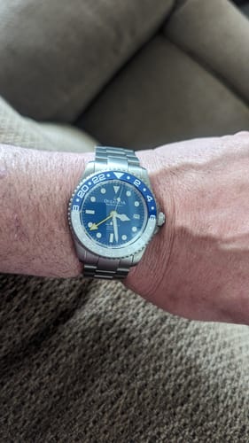 Customer photo review of Oceaneva™ Men's GMT TITANIUM Automatic Deep Marine Explorer 1250M Blue & White Ceramic Bezel Watch