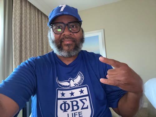 Customer photo review of Phi Beta Sigma Blue Chenille Cap