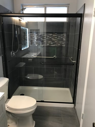 Customer photo review of SUNNY SHOWER 54 in. W x 72 in. H Double Sliding Shower Doors