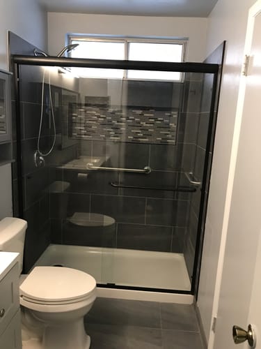 Customer photo review of SUNNY SHOWER 54 in. W x 72 in. H Double Sliding Shower Doors