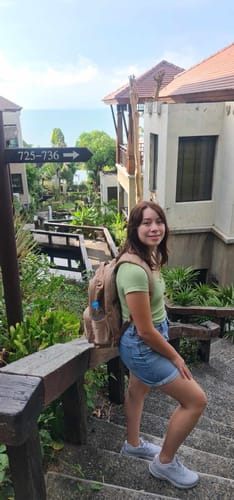 Customer photo review of Everyday Business Backpack in Beige