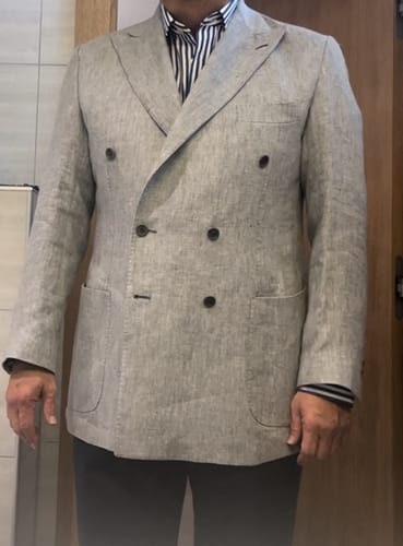 Customer photo review of LUIGI BORRELLI Napoli "G-PROCIDA-DP" Gray Linen DB Jacket EU 54 NEW US 44