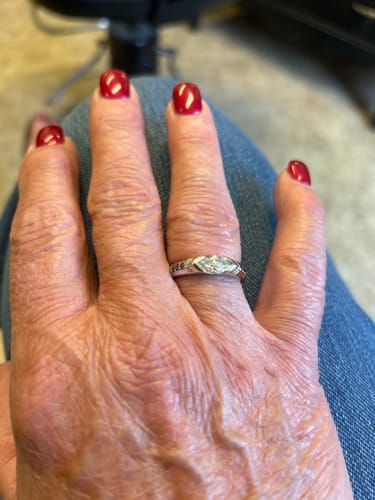 Customer photo review of Aether Marquise Cut Moissanite Gold Plated Ring