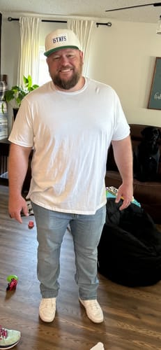 Customer photo review of ISYMFS Hat (White/Blue)