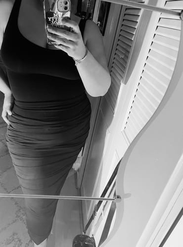 Customer photo review of High Waisted Maxi Ruched 'Evie' Skirt
