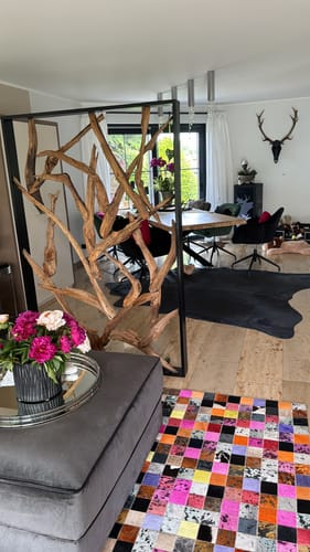 Customer photo review of ExotischerLeben Raumteiler Designer Teakholz Trennwand Maze 180 x 120 cm Raumteiler Holz Optik