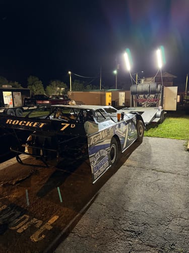 Customer photo review of Racing Trailer Pit Lights – Dual 10 Foot Pole 20,000 Lumens