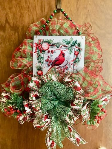 Customer photo review of Winter Sign, Cardinal Sign, DCO-00816, Sign For Wreath, 10x10" Metal Sign