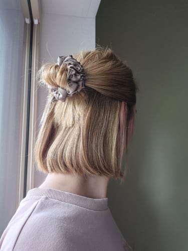 Customer photo review of CLAIRE - Satin Scrunchie | Taupe
